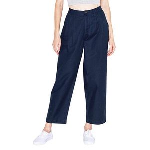 AA American Apparel twill pleated pant 🧵 navy barrel leg trouser with pockets